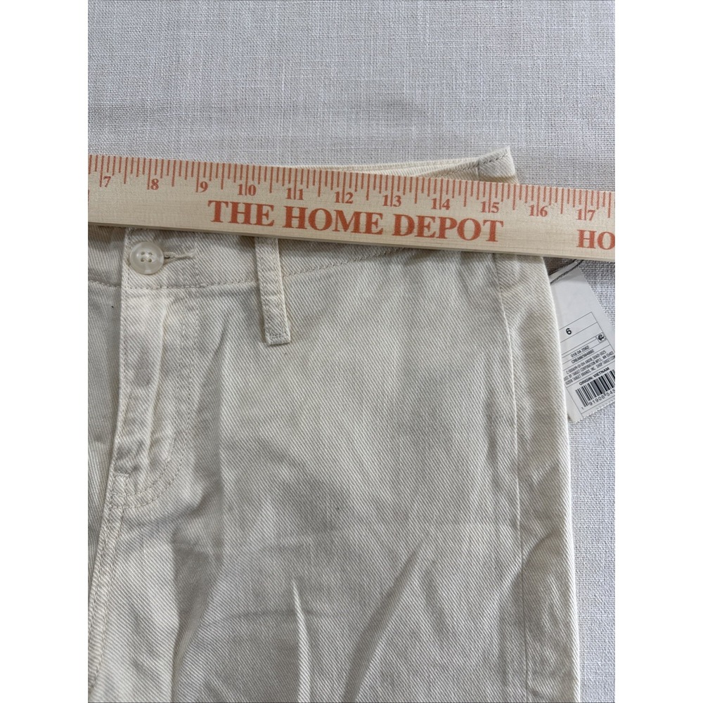 A New Day Pants Womens 6 Cream Wide Leg Crop Relaxed Baggy Minimalist - Picture 7 of 12